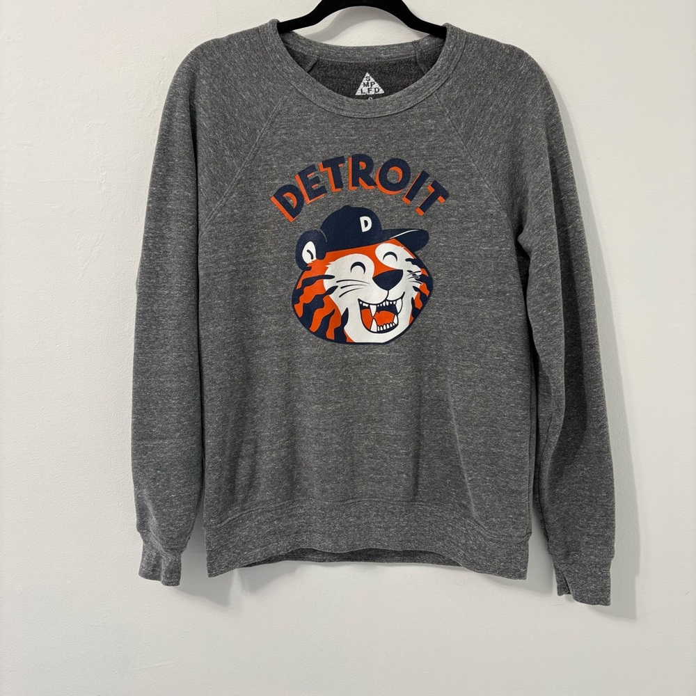Tiger Cub Adult Grey Crewneck Sweatshirt Sz S Detroit